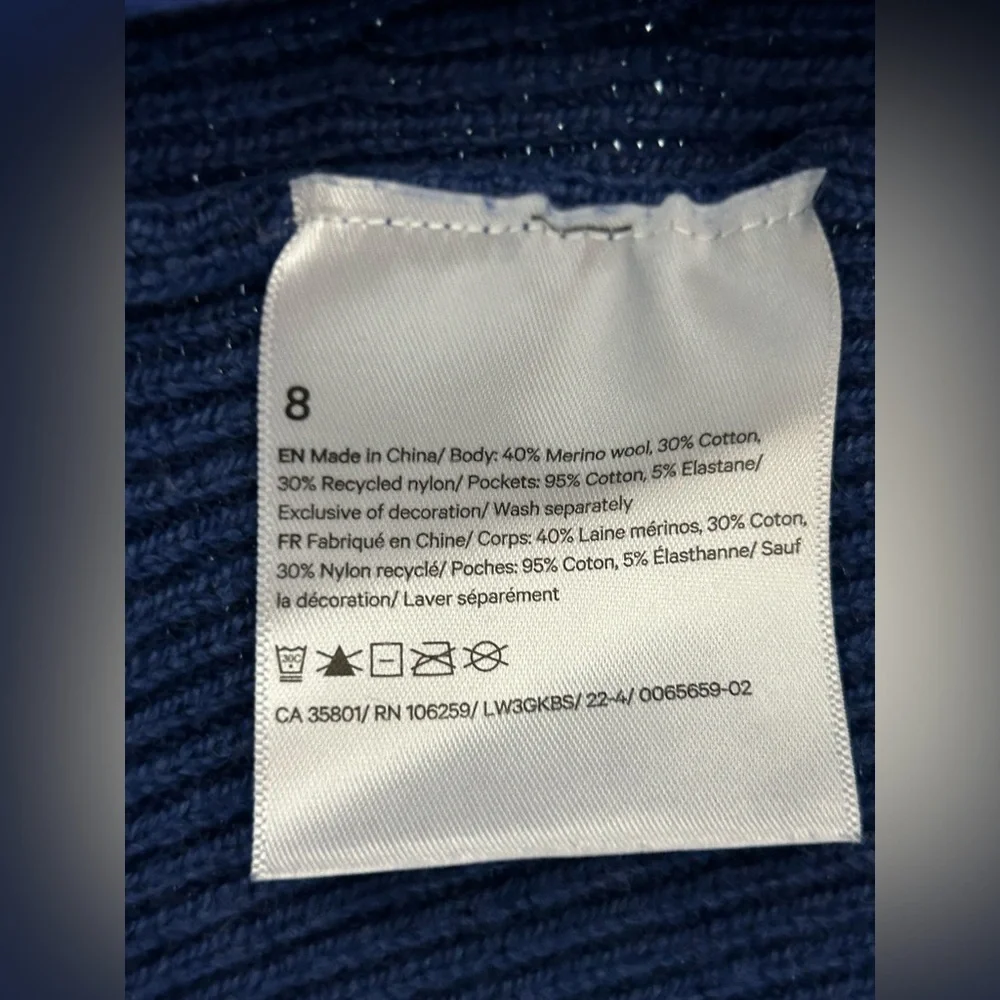 Lululemon Merino Wool-Blend Ribbed Long Wrap Sweater, Psychic Royal Blue, Size 8 - Picture 5 of 8